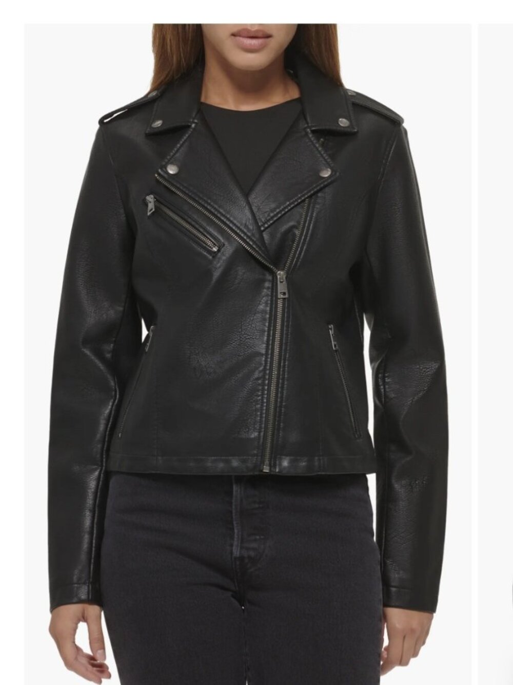 Levi's Faux Leather Asymmetrical Zip Moto Jacket Black Woman's Size XL NWOT